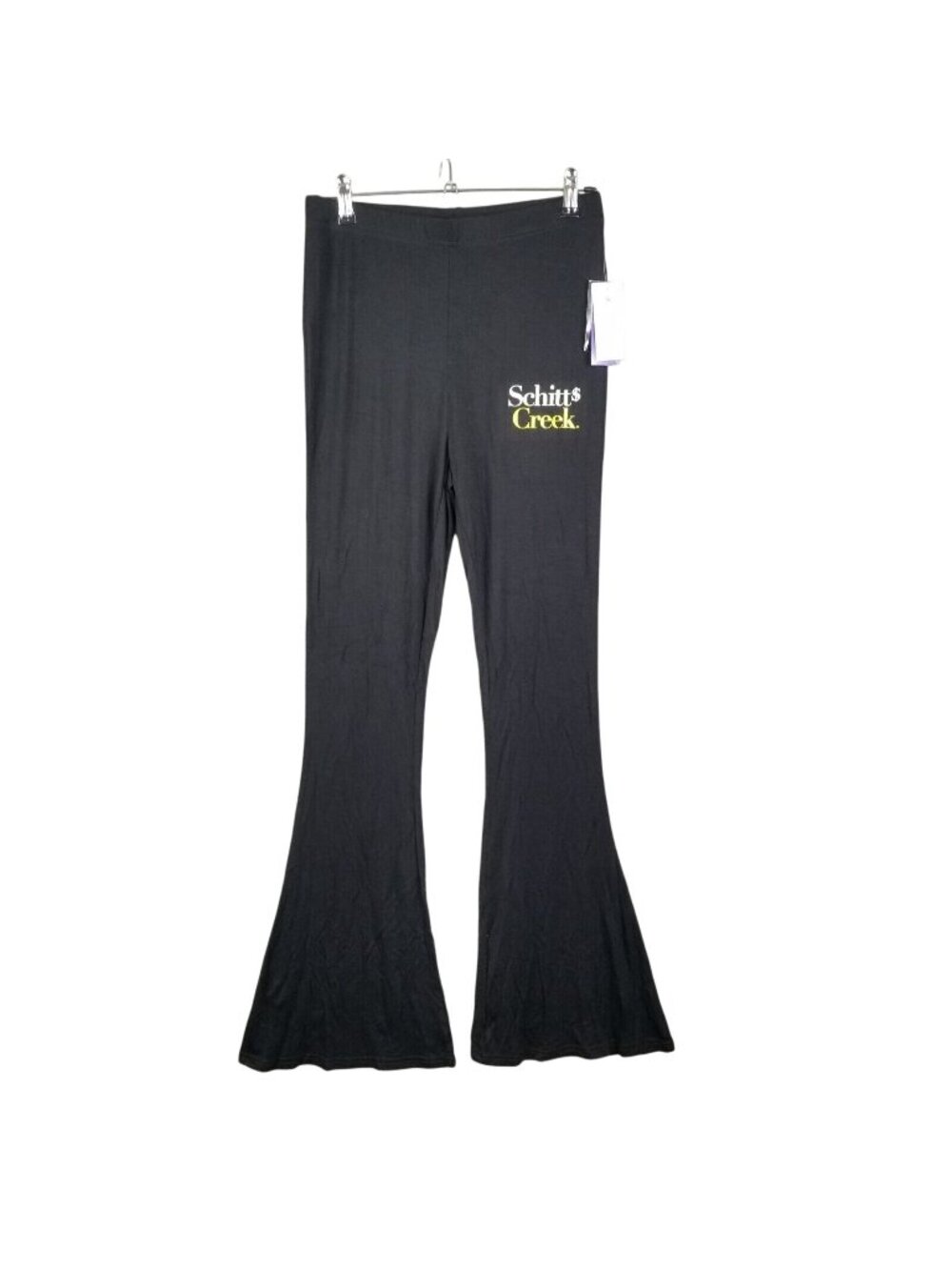 Womens Schitts Creek Black Lounge Bell Bottom Flared Pants Rayon Blend Size S